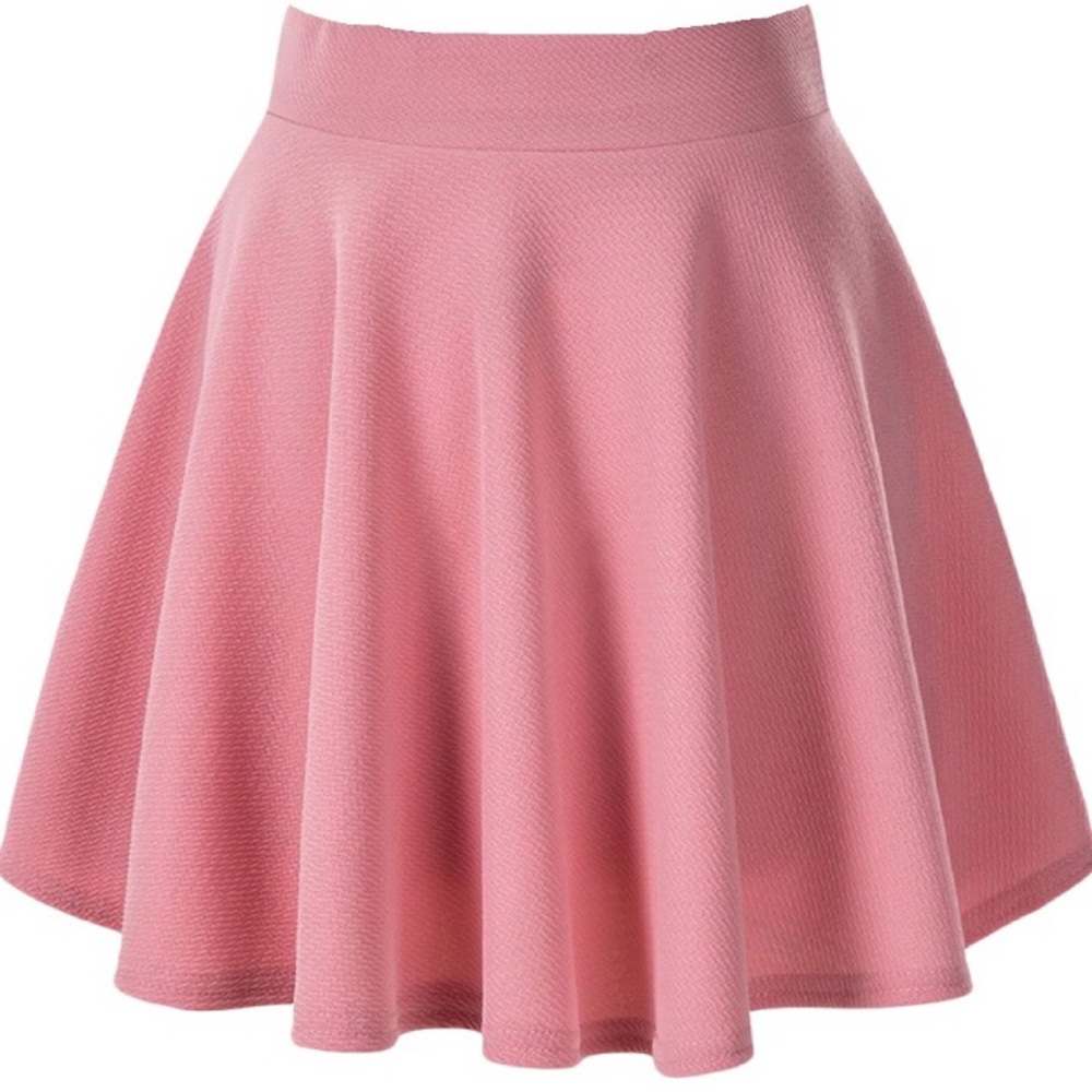 Basic Stretchy Flared Pink Skater Mini Skirt